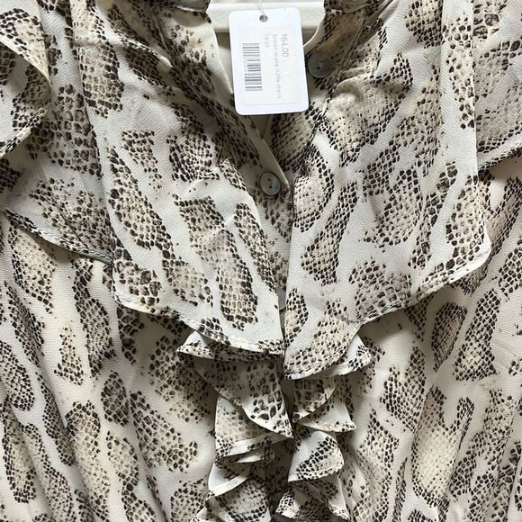 New TETC Women's Snakeskin Print Smocked Ruffle Flowy Dress Size L - Picture 4 of 6